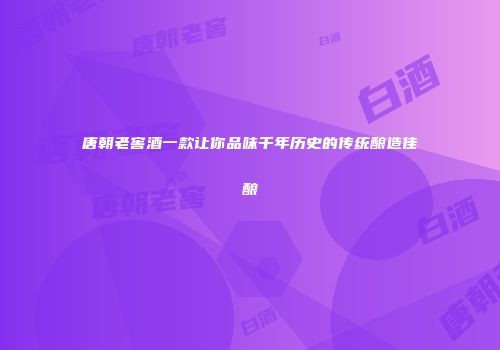 唐朝老窖酒一款让你品味千年历史的传统酿造佳酿