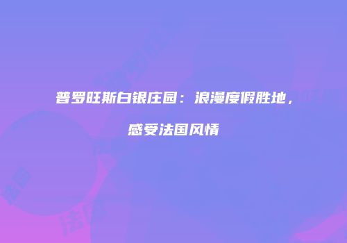 普罗旺斯白银庄园：浪漫度假胜地，感受法国风情