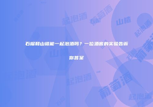 石榴和山楂能一起泡酒吗？一位酒客的实验告诉你答案