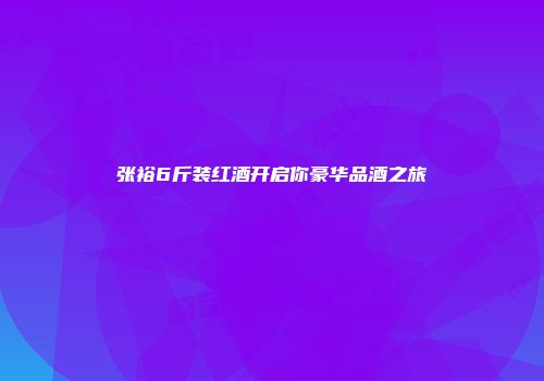张裕6斤装红酒开启你豪华品酒之旅