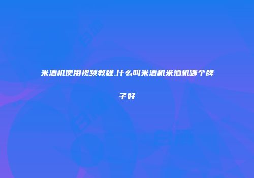 米酒机使用视频教程,什么叫米酒机米酒机哪个牌子好