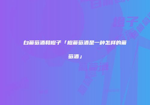 白葡萄酒和橙子「橙葡萄酒是一种怎样的葡萄酒」