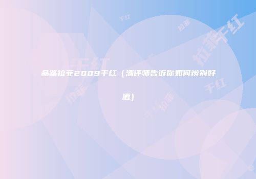 品鉴拉菲2009干红（酒评师告诉你如何辨别好酒）
