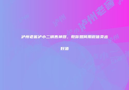 泸州老窖泸小二销售神器，教你如何用微信卖出好酒