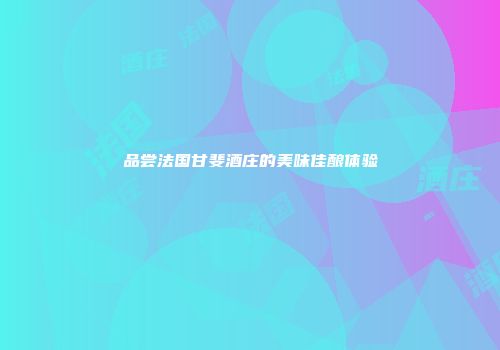 品尝法国甘斐酒庄的美味佳酿体验