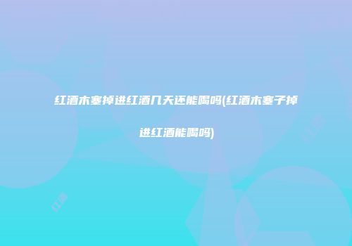 红酒木塞掉进红酒几天还能喝吗(红酒木塞子掉进红酒能喝吗)