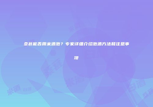 桑葚能否用米酒泡？专家详细介绍泡酒方法和注意事项