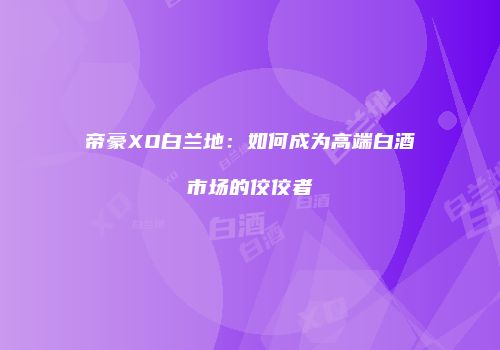 帝豪XO白兰地：如何成为高端白酒市场的佼佼者