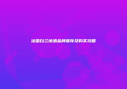 法国白兰地酒品牌推荐及购买攻略