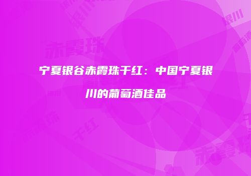 宁夏银谷赤霞珠干红：中国宁夏银川的葡萄酒佳品