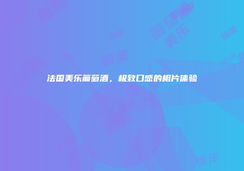 法国美乐葡萄酒，极致口感的相片体验