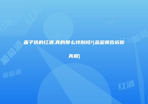 盖子铁的红酒,真的那么特别吗?(品鉴师告诉你真相)