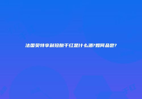 法国贝特享利珍酿干红是什么酒?如何品尝?