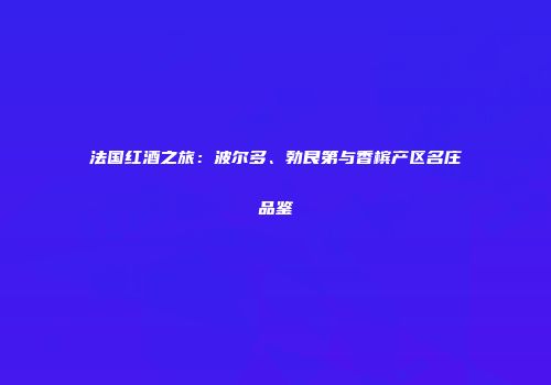 法国红酒之旅：波尔多、勃艮第与香槟产区名庄品鉴