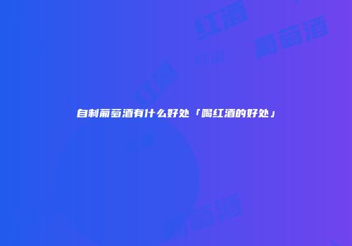 自制葡萄酒有什么好处「喝红酒的好处」