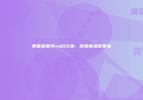 美国蓝慕诗xo白兰地：多维度品尝体验