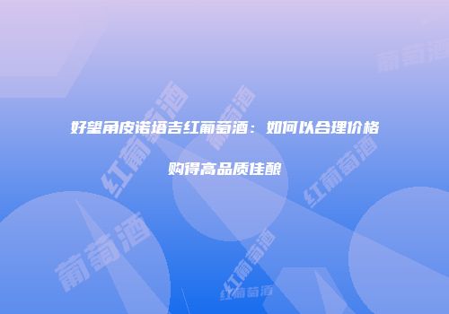 好望角皮诺塔吉红葡萄酒：如何以合理价格购得高品质佳酿