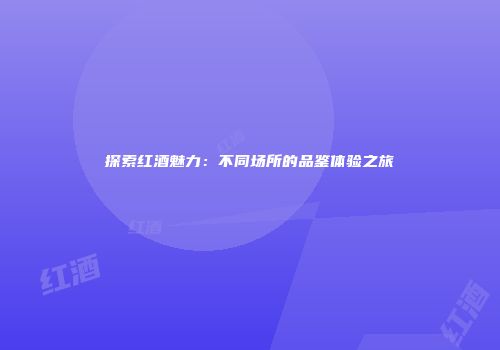 探索红酒魅力：不同场所的品鉴体验之旅
