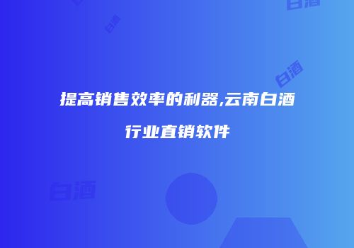 提高销售效率的利器,云南白酒行业直销软件