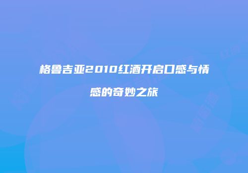 格鲁吉亚2010红酒开启口感与情感的奇妙之旅