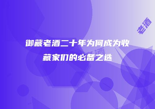 御藏老酒二十年为何成为收藏家们的必备之选