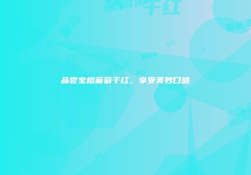 品尝宝橙葡萄干红，享受美妙口感