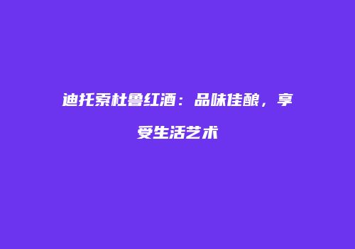 迪托索杜鲁红酒：品味佳酿，享受生活艺术