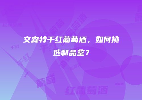 文森特干红葡萄酒，如何挑选和品鉴？