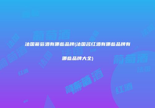 法国葡萄酒有哪些品牌(法国名红酒有哪些品牌有哪些品牌大全)