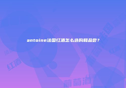 antoine法国红酒怎么选购和品尝？