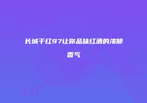 长城干红97让你品味红酒的浓郁香气