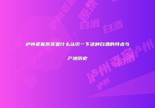 泸州老窖原浆是什么认识一下这种白酒的特点与产地历史