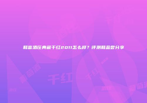 和富酒庄典藏干红2011怎么样？评测和品尝分享