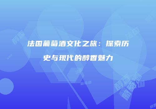 法国葡萄酒文化之旅：探索历史与现代的醇香魅力