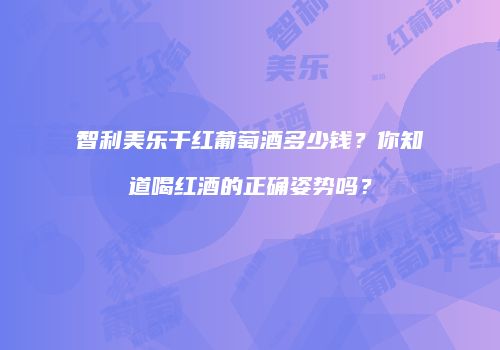 智利美乐干红葡萄酒多少钱？你知道喝红酒的正确姿势吗？
