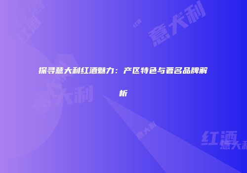 探寻意大利红酒魅力：产区特色与著名品牌解析