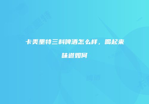 卡美里特三料啤酒怎么样，喝起来味道如何