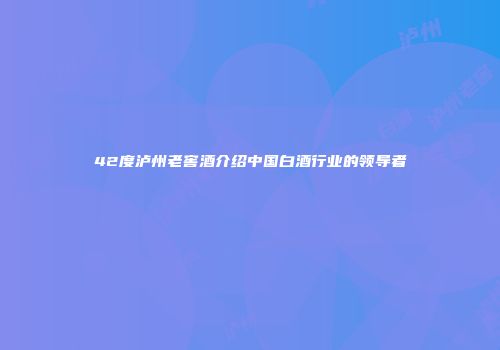 42度泸州老窖酒介绍中国白酒行业的领导者
