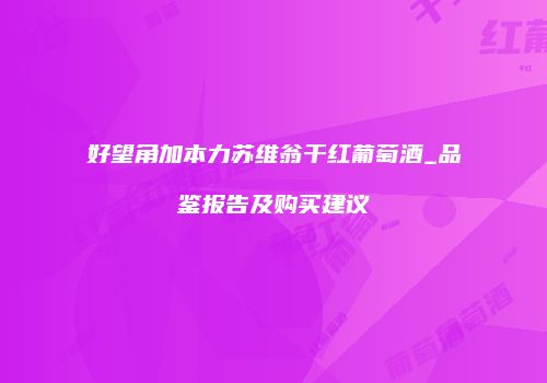 好望角加本力苏维翁干红葡萄酒_品鉴报告及购买建议