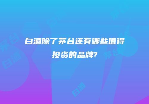 白酒除了茅台还有哪些值得投资的品牌?