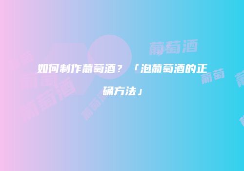 如何制作葡萄酒？「泡葡萄酒的正确方法」