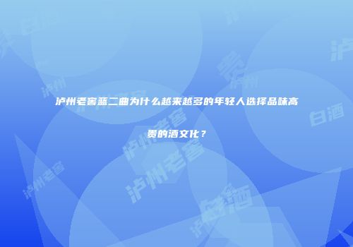 泸州老窖蓝二曲为什么越来越多的年轻人选择品味高贵的酒文化？