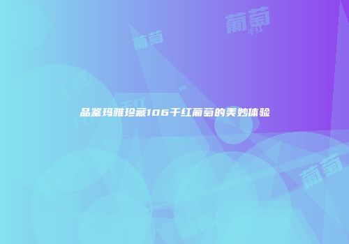 品鉴玛雅珍藏106干红葡萄的美妙体验