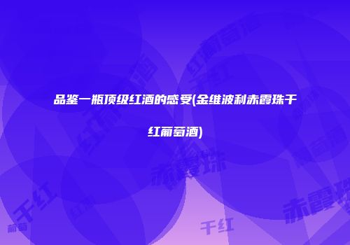 品鉴一瓶顶级红酒的感受(金维波利赤霞珠干红葡萄酒)