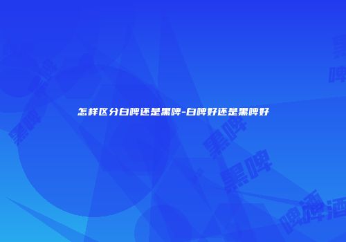 怎样区分白啤还是黑啤-白啤好还是黑啤好