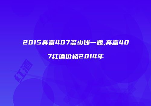 2015奔富407多少钱一瓶,奔富407红酒价格2014年
