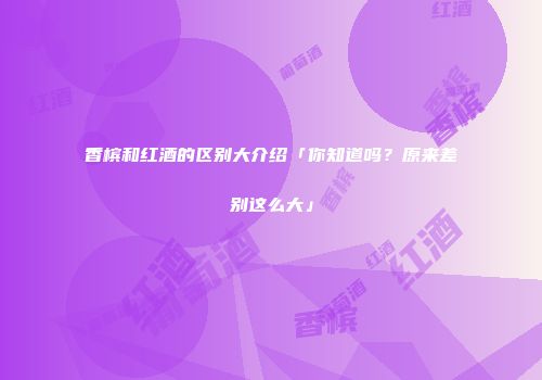 香槟和红酒的区别大介绍「你知道吗？原来差别这么大」