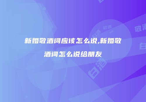 新婚敬酒词应该怎么说,新婚敬酒词怎么说给朋友