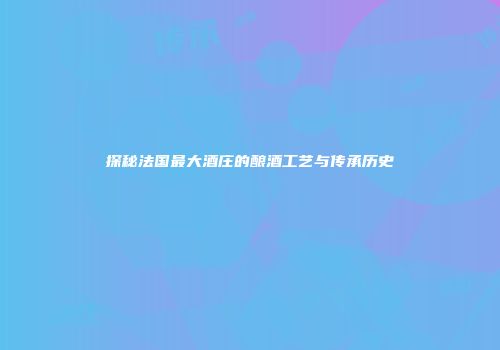 探秘法国最大酒庄的酿酒工艺与传承历史