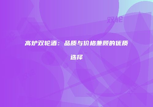 高炉双轮酒：品质与价格兼顾的优质选择